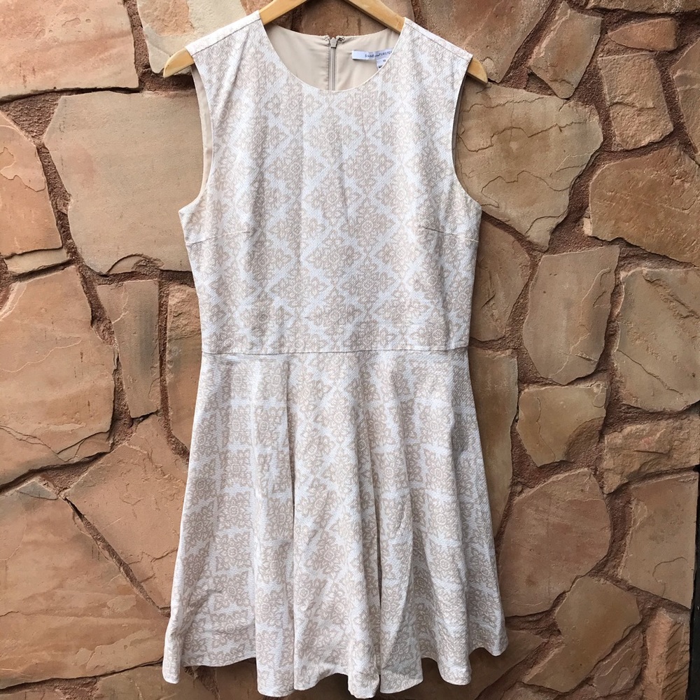 DVF JEANNIE Fit Flare Pleated Dress Henna Diamonds